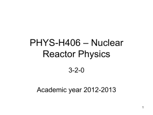 PHYS220 – Physique des Réacteurs Nucléaires I