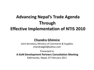 Advancing Nepal`s Trade Agenda through Effective NTIS 2010