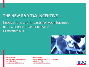 The New R&D Tax Incentive