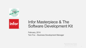 First Session – Infor SDK, Presenter Tom Fox, Business