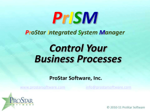 PrISM Business Process Control & Integrated Workflow for