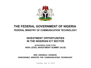 INVESTMENT OPPORTUNITIES IN THE NIGERIAN ICT SECTOR