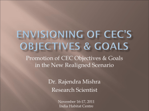 Envisioning of CEC`s objectives & Goals