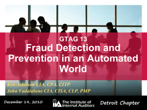 GTAG 13 – Detecting and Preventing Fraud