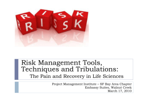 Risk Management Tools, Techniques and Tribulations