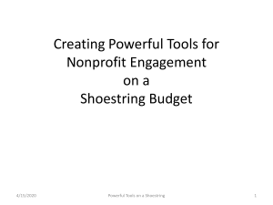 Nonprofit Tools on a Shoestring Budget1