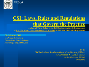 CSI: Laws, Rules and Regulations that Govern the Practice