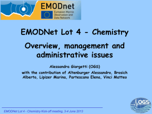 EMODNet Lot 4 - Chemistry Overview, management and