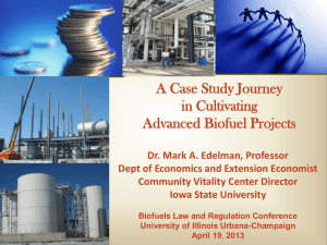 A Case Study Journey in Cultivating Advanced Biofuel Projects Dr