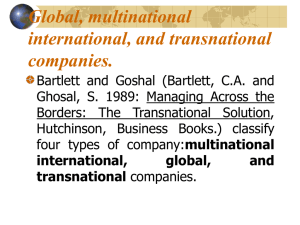 Global, multinational international, and transnational