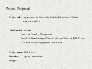 GMO Analysis 2012 Proposal - US-DPRK Scientific Engagement