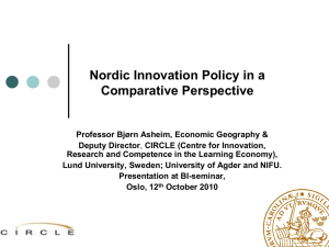 Innovation policy and Global High Tech sectors - a challenge -