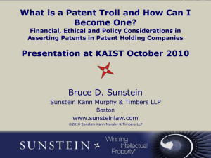 Patent troll example 1 - Sunstein Kann Murphy & Timbers LLP