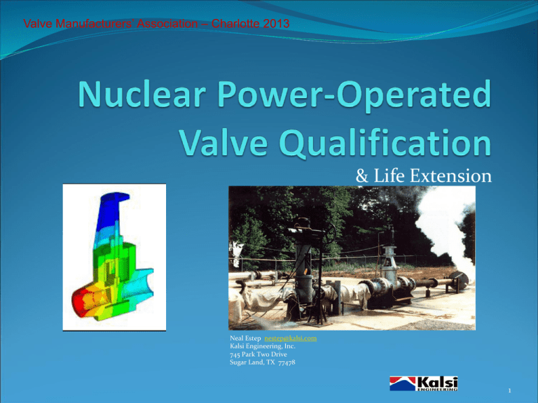 Nuclear PowerOperated Valve Qualification & Life Extension