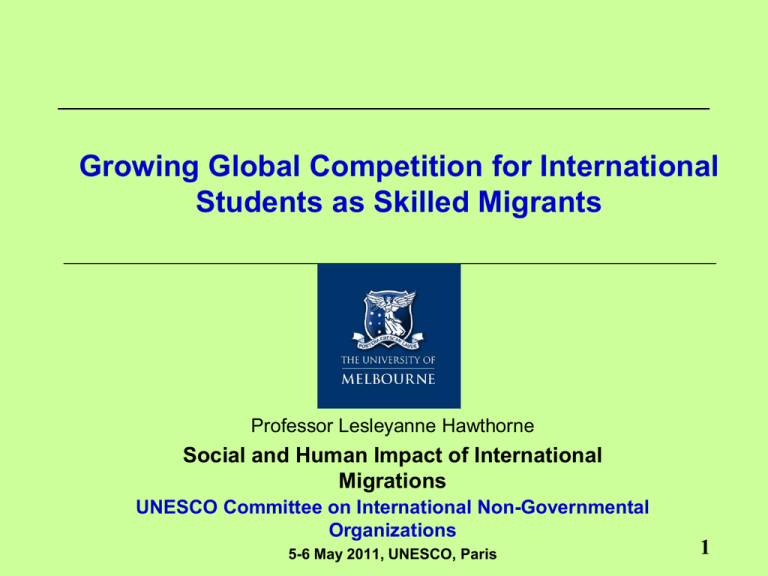 Growth In International Student Enrolments At The University