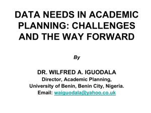 data needs in academic planning: challenges and the