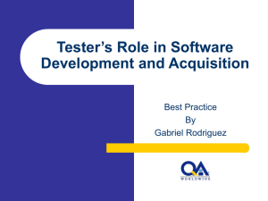 Tester`s Role in Software Development and Acquisition