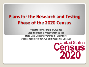Planning for the 2020 Census