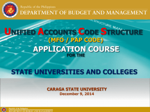 UACS MFO/PAP Code Application Course for SUCs