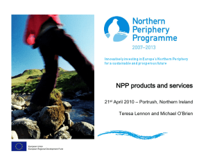 NPP products and services - Northern Periphery Programme