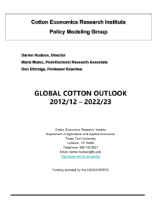 Global Cotton Baseline 2012/13 - Department of Agricultural and