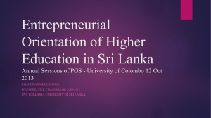 Entrepreneurial Orientation of Higher Education in Sri Lanka Annual