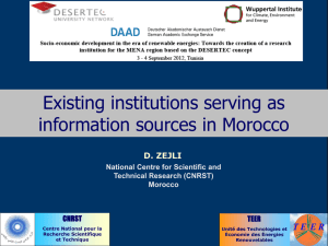Existing institutions serving as information sources in Morocco