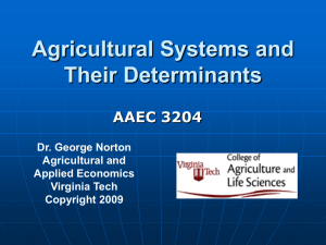 Agricultural Systems and Their Determinants