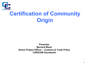 Certification of Common Market Origin