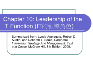 Chapter 10:Leadership of the IT Function