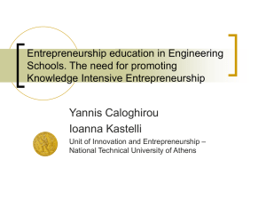 Entrepreneurship education in Engineering Schools. The need for