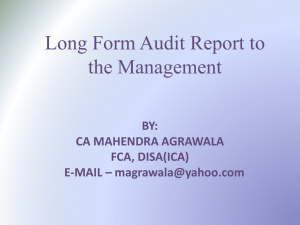 Long Form Audit Report to the Management