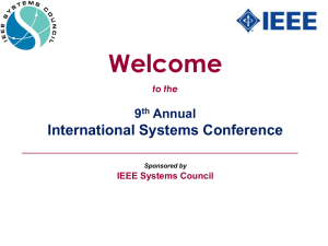 Welcome to the - 2015 IEEE Systems Conference