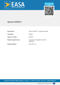Opinion 08/2013 - Explanatory Note - EASA