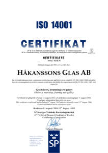 ISO 14001 - Håkanssons Glas