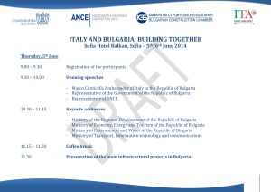 ITALY AND BULGARIA: BUILDING TOGETHER