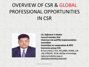 Overview of CSR & Professional Opportunities in CSR
