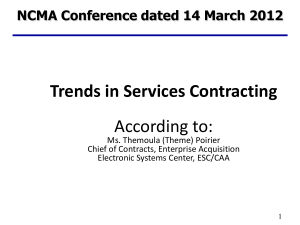 Trends in Services Contracting Presented by: Ms. Themoula (Theme