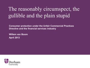 Consumer protection under the Unfair Commercial Practices