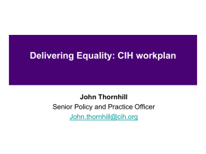 Delivering Equality: CIH workplan