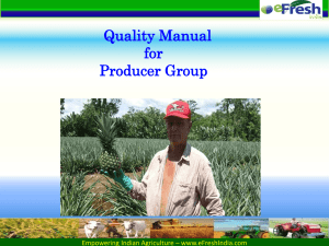 Quality Manual for Producer Group