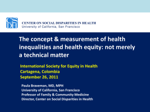 The Concept & Measurement of Health Inequalities and