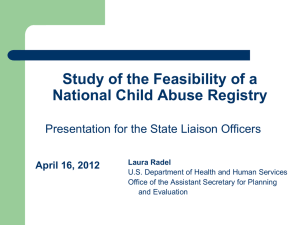 Study of the Feasibility of National Child Abuse Registry CJA