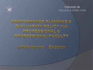 PERFORMANCE EVALUATION - College of William and Mary