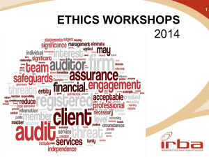 IRBA ETHICS WORKSHOPS 2014