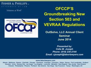 OFCCP*S Groundbreaking New Section 503 and