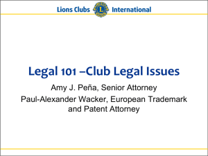 Legal 101 *Club Legal Issues