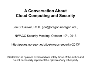 A Conversation About Cloud Computing and Security