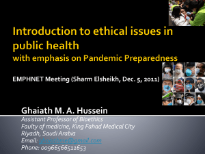 Introduction to ethical issues in public health with