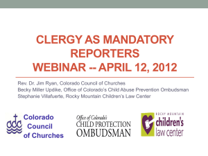 Clergy as Mandatory reporters webinar